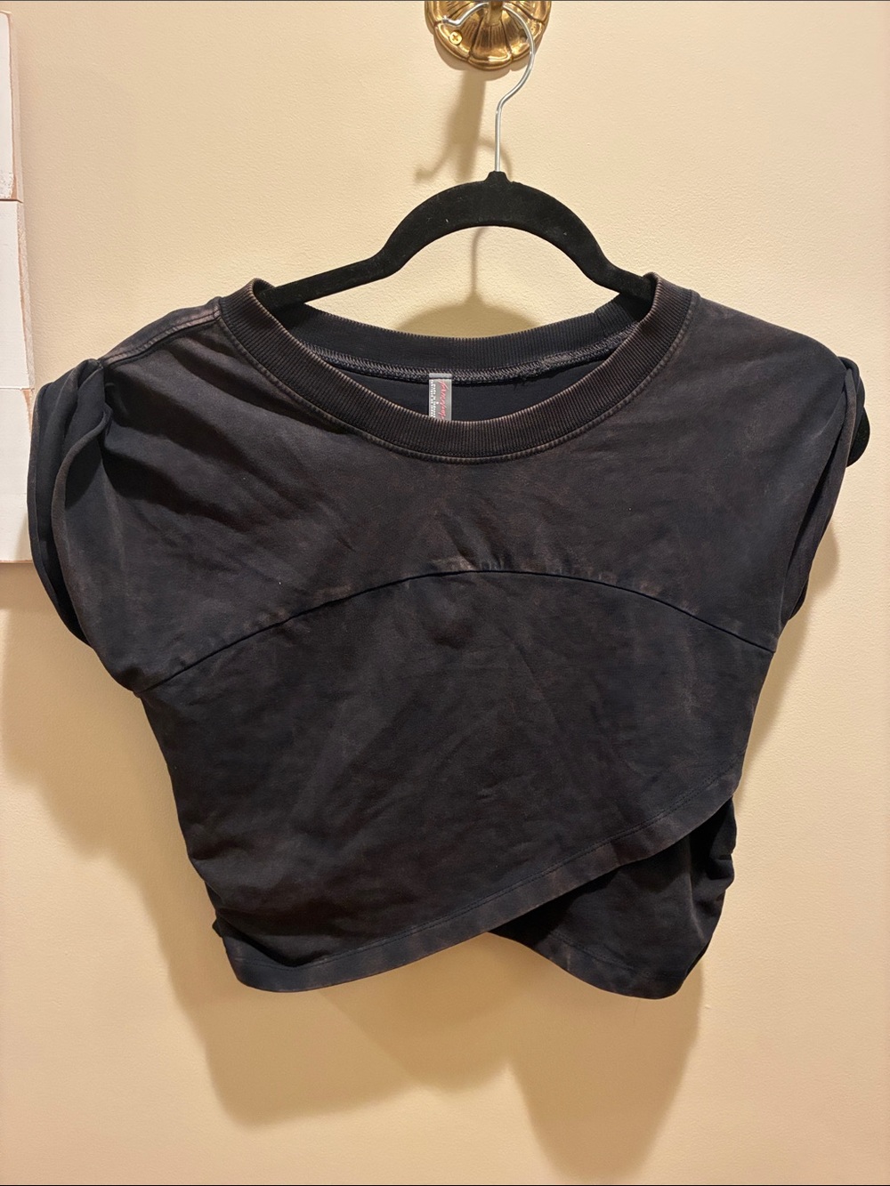 FP Movement by Free People Black Cropped Overlap Tee